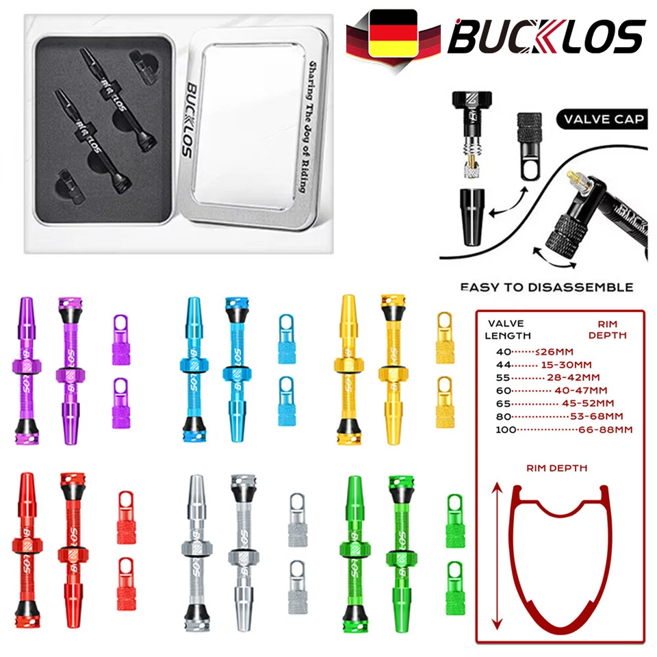 40/44/55/60mm Schlauchlose Felgen Ventiles Presta Ventil Für Rennrad/MTB Reifen - Bild 2 von 4