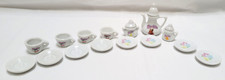 Miniature Barbie Tea Set Chilton Toys - Coffee Tea Pot Cups Sugar Creamer Plates