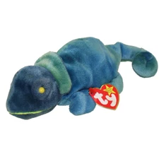 TY Beanie Baby - RAINBOW the Chameleon (dark blue) (9 inch) - MWMTs Stuffed Toy