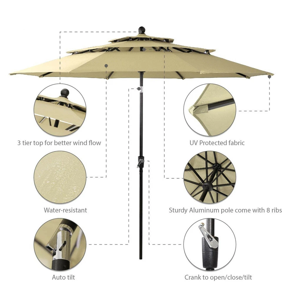 Juego de 6 sillas de mesa de metal para patio de exterior con sombrilla de patio Foto 3 de 4