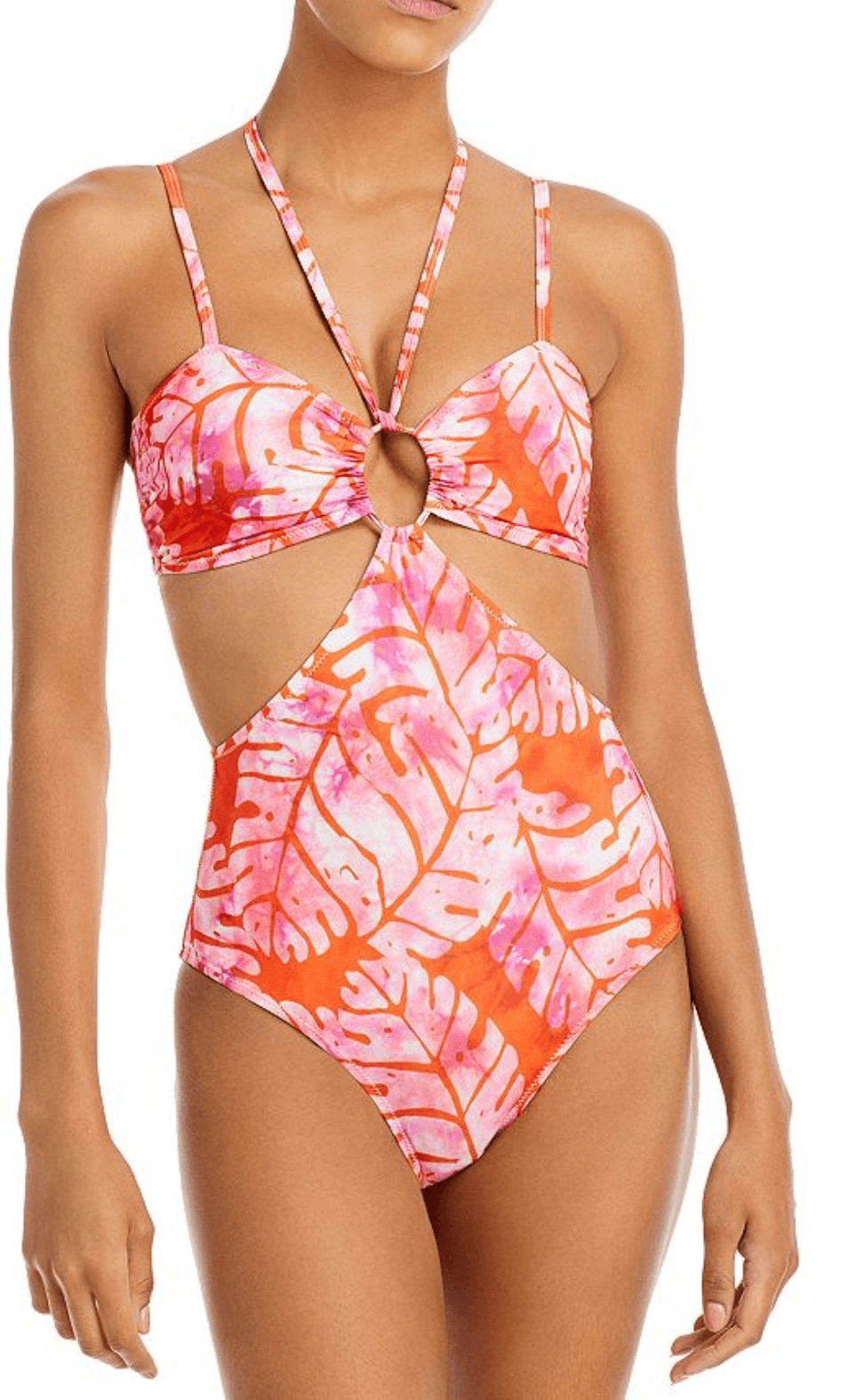 Aqua X STUDIO 189 One Piece Swimsuit Extra Small Batik Leaf Cut Out NEW