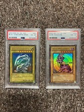 YU-GI-OH 2002 Dark Magician PSA-8  2002 Blue-Eyes White Drgn. PSA-6 COMBO