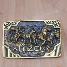 Vintage Arizona Stagecoach Belt Buckle Brass 1982