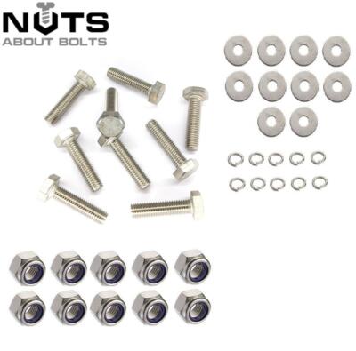 M10 A4 Edelstahl Marine Qualität Schrauben Nyloc Sicherungsmutter Unterlegscheiben Set Schrauben