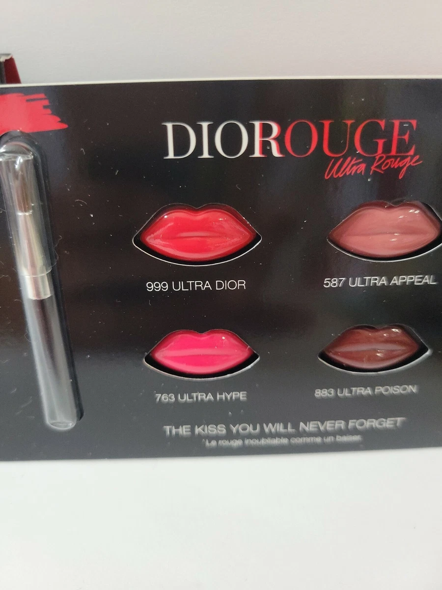 DIOR Ultra Rouge PIGMENTED HYDRA LIPSTICK Sample Card 4 SHADES 999