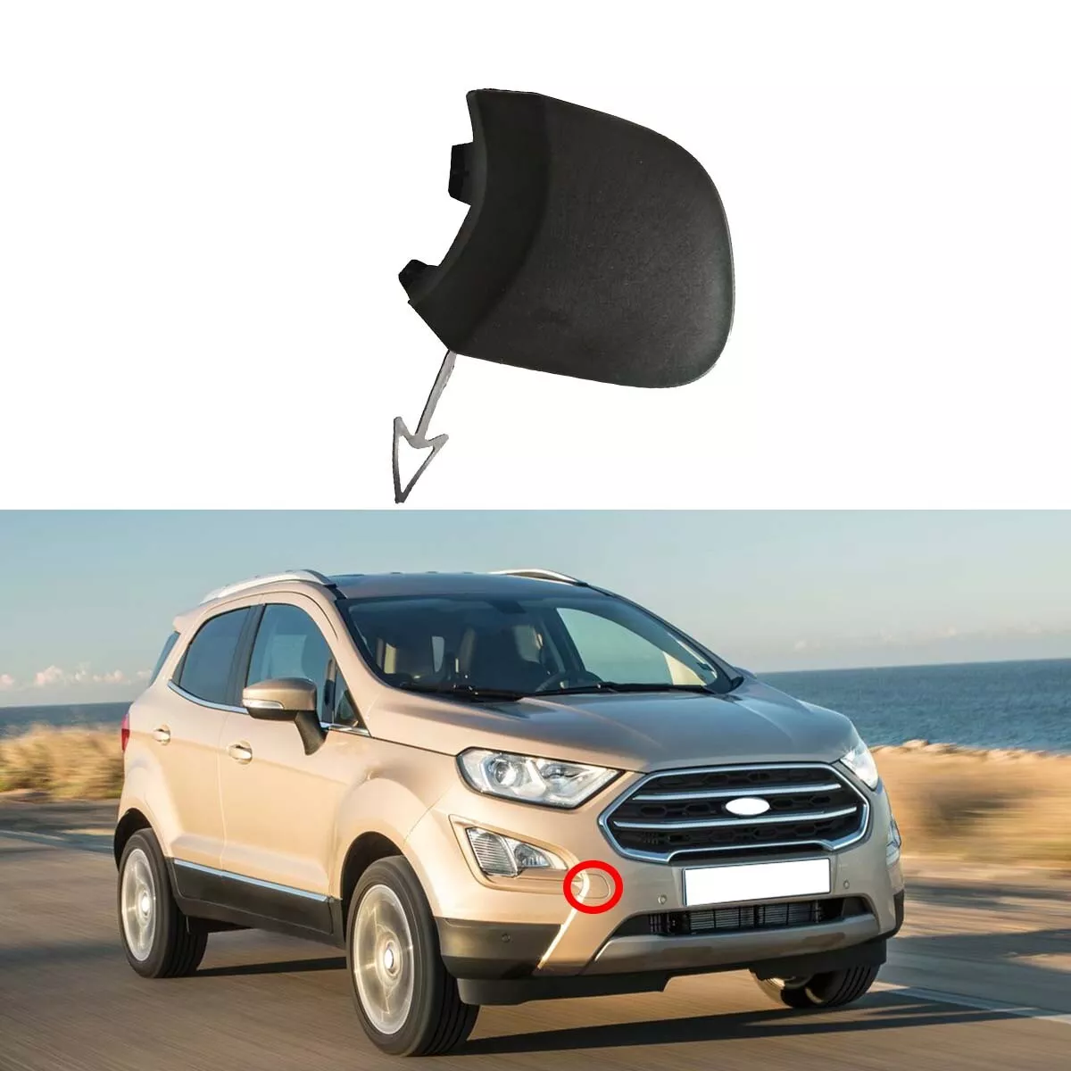 1Pcs Front Bumper Tow Hook Cover Eye Cap Fit For Ford Ecosport 2018-2020