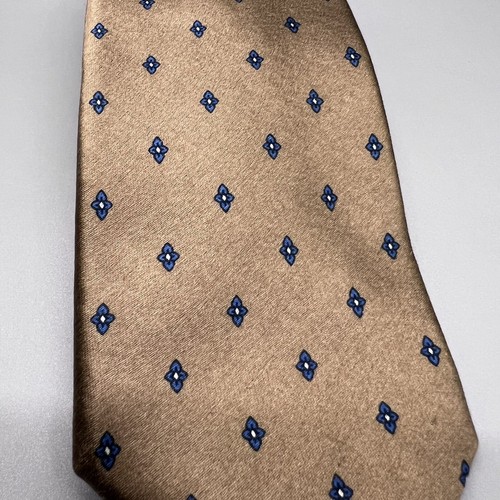 Vintage Oscar De La Renta Krawatte Seide Velours handgenäht braun blau Made in USA - Bild 4 von 9