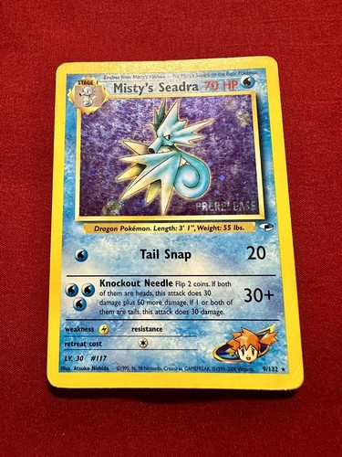Pokemon TCG Misty's Seadra 9/132 Prerelease Promo Gym Heroes Holo Rare Unlimited - Picture 2 of 4