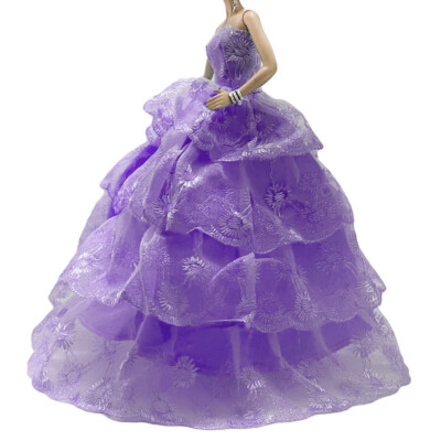 Peregrine Ice Purple Lace Layered Ruffle Gown Wedding Dress  for 11.5'' doll