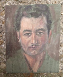 Dettagli Su Antico Dipinto Ad Olio Su Tela Ritratto Di Un Giovane Anni 50 Originale P3