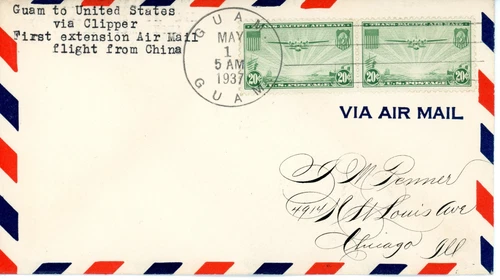 FAM 14-12D Guam PAA Clipper to San Francisco (USA) May 1, 1937