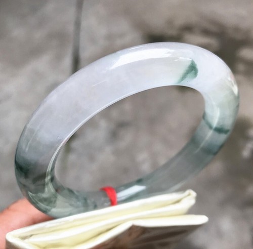 55.5mm Burma Natural Ice Green Jadeite Bracelet Emerald Jade Bracelet Bangle - Picture 12 of 18