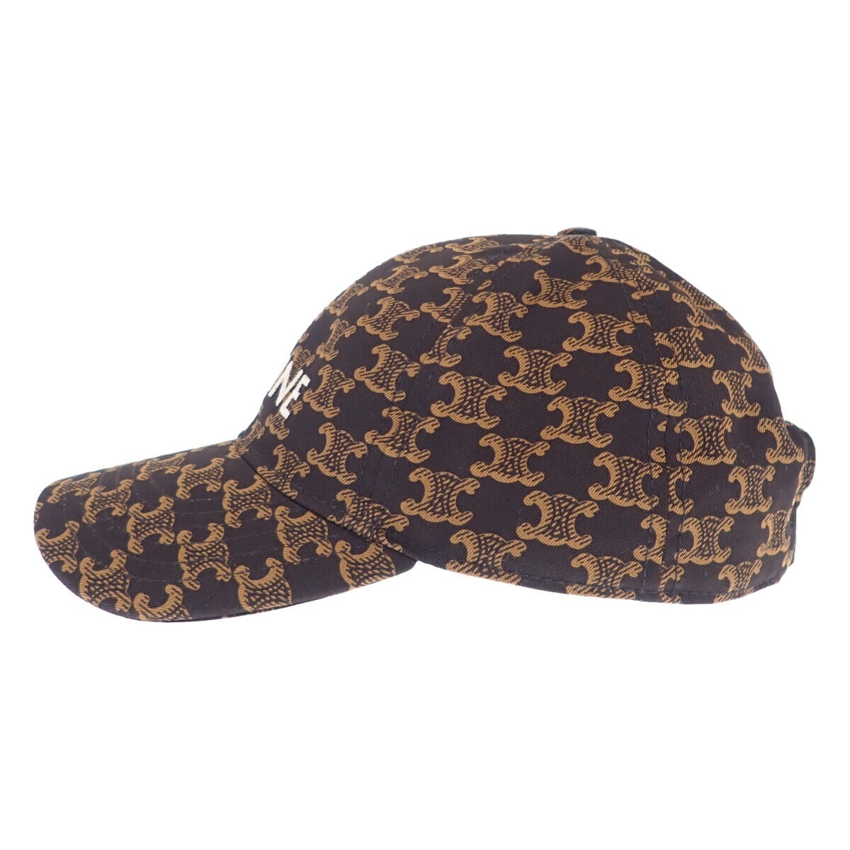 CELINE Triomphe Monogram Baseball Cap Hat Cotton Brown Size S Unisex ISY image 4