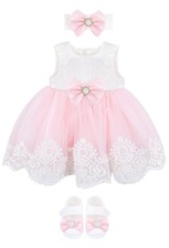 Taffy Baby Girl Newborn Pink Embroidered Princess Pageant Dress Gown 6 Piece Deluxe Set