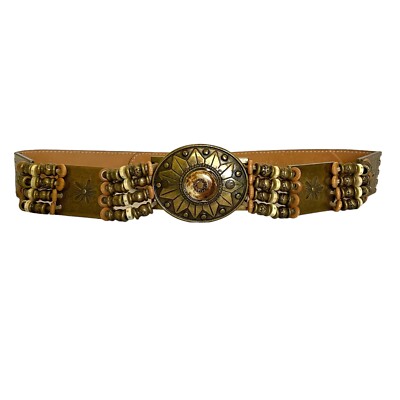 Streets Ahead Beaded Sun Brass Medallion Italian Leather  display picture 2