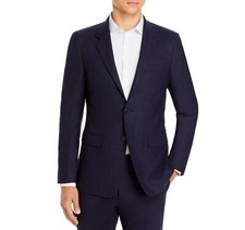 Theory 284250 Men Chambers Micro Check Slim Fit Suit Jacket Navy Size 40 Regular