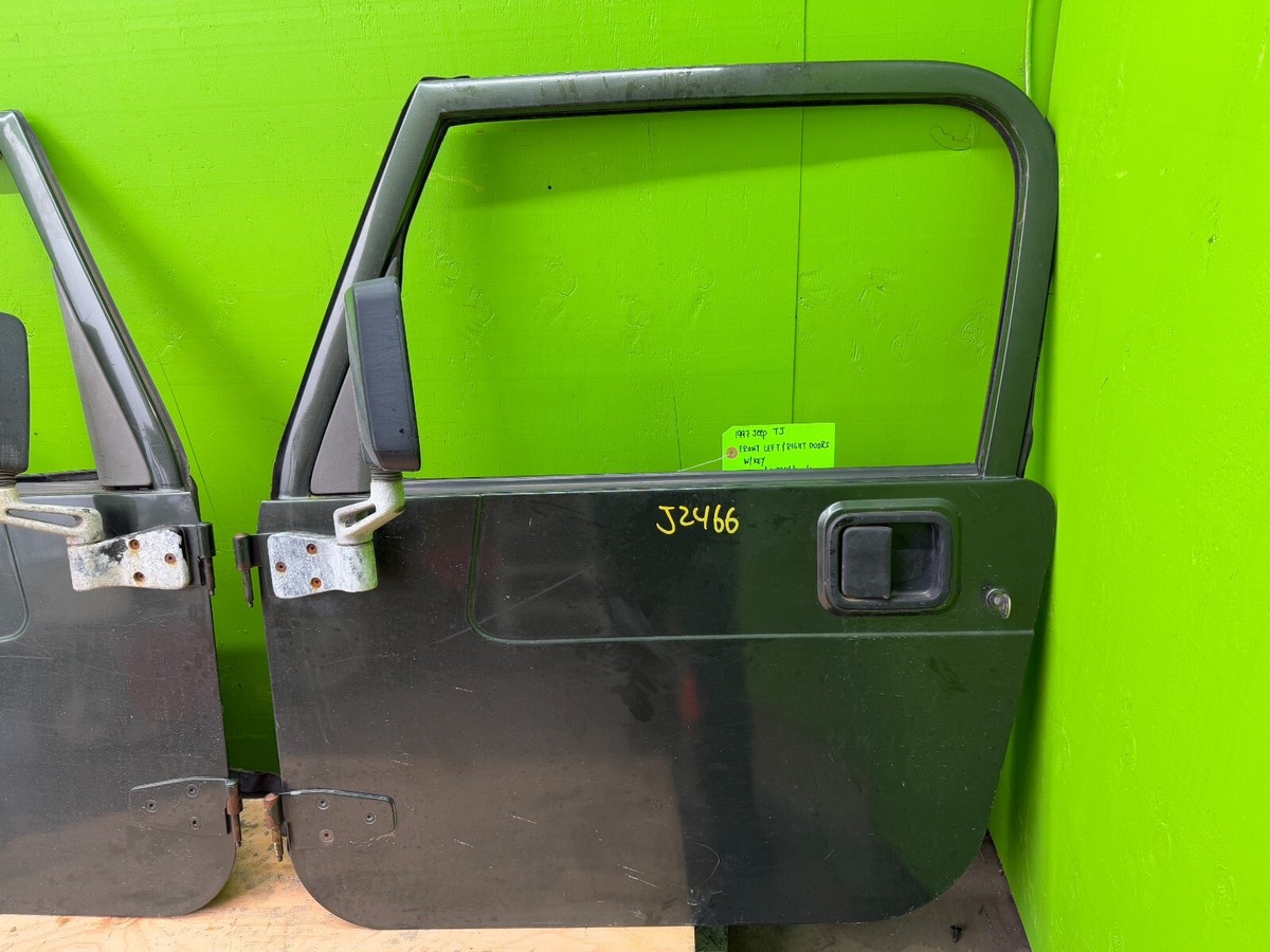 97-06 JEEP WRANGLER TJ LJ OEM FULL HARD DOORS GREEN W DOOR PANELS