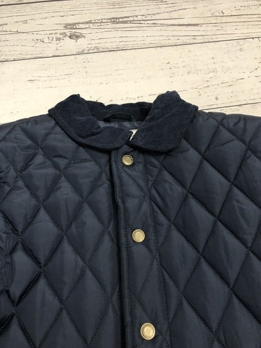 Janie and Jack Boys quilted barn Navy coat Jacket Corduroy trim Size 7/8 - Picture 2 of 12