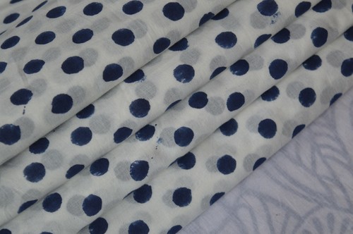 2.5 Yard Indian Hand Block Polka Dot Print Fabric 100% Cotton Print_709 (2k24) - Picture 9 of 11