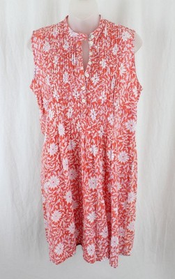 Roberta Roller Rabbit Women's Orange White Purple Print Cotton Pleated Dress S