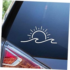 Sun and Wave Decal Vinyl Car Sticker Cars Trucks Vans Walls Laptop White