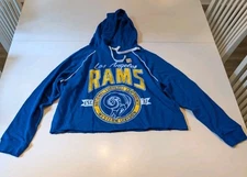 Junk Food Cropped Hoodie Womens Large Blue NFL Los Angeles Rams Cotton