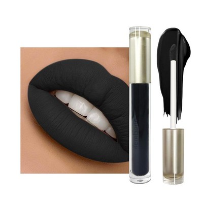 Black Matte Liquid Lipstick - Long Lasting, Smudge Proof, Transfer Resistant Lip