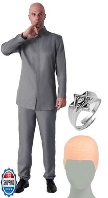 Maxim Party Supplies Men's Evil Mastermind Villain 60s Costume 4 Piece Set wi