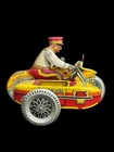 Vintage Marx Tin Litho Motorcycle W/ Sidecar, Wind Up #3 Police Squad, NO KEY