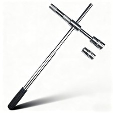 23" 4-Way Heavy Duty Lug Wrench, 17/19/21/23mm Sockets, Extendable Folding Tire