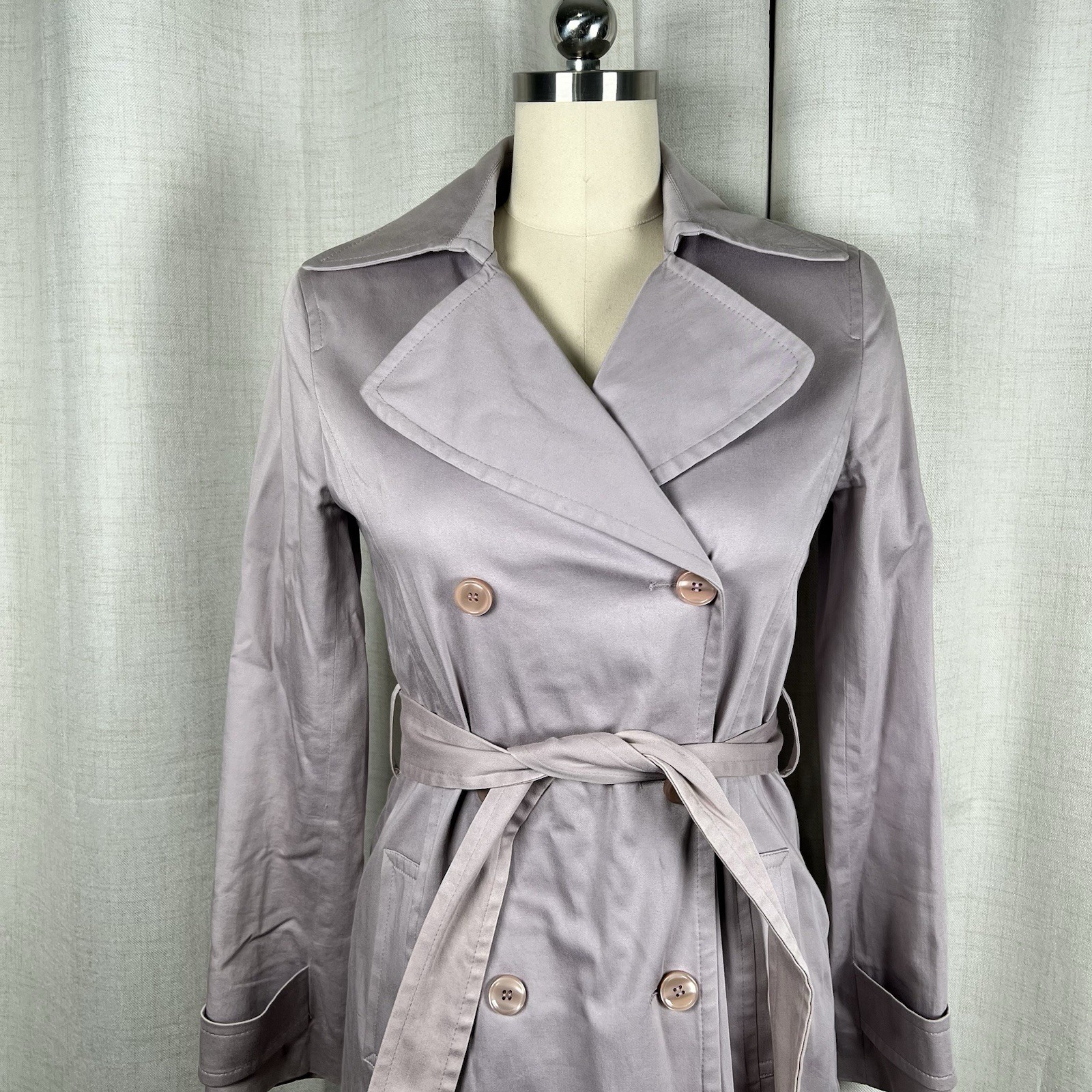 Zara Basic Lilac Purple Double Breasted Trench Co… - image 2