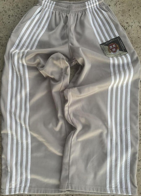 Balenciaga Men's Gray/White Side Stripe Nylon Track Pants Elastic Waist M