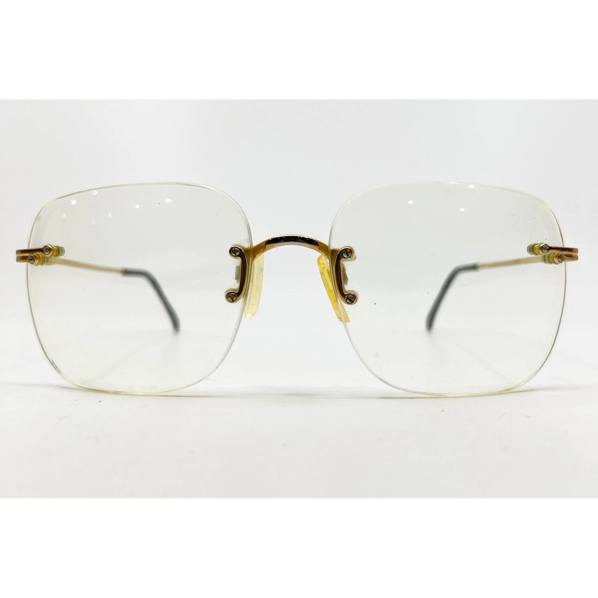 Luxottica Vintage Rimless Eyeglass Frames made in Italy White Gold Electroplate 18K Real Gold Plated LUXOTTICA Vintage Early-to-mid Eighties  main image 2