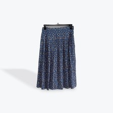 J.McLaughlin Blue Floral Pleated Midi Skirt Size 8 Lined Preppy Classic