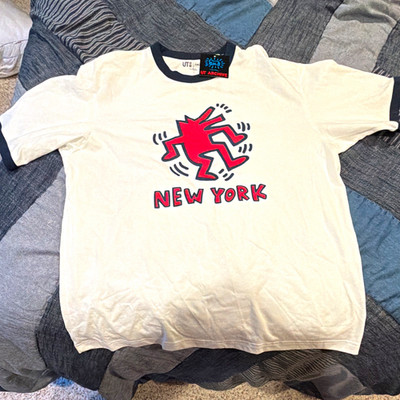 Uniqlo UT Archive Keith Haring Radiant Baby NY Ringer Tee White/Navy M