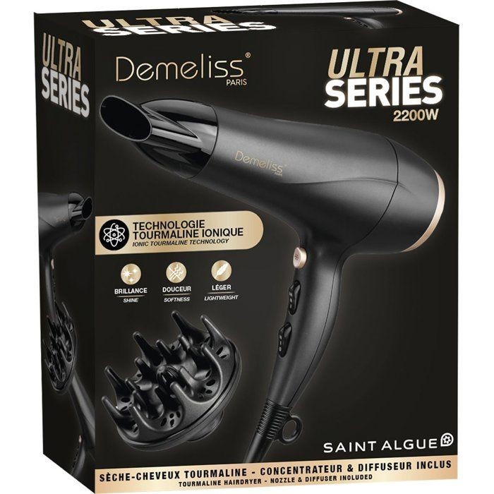 Sèche-cheveux SAINT ALGUE Demeliss Ultra Diffuseur Noir de 2200W puissant - 4