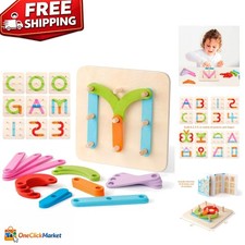 26-Piece Wooden Letter Number Construction Puzzle for Educational Play