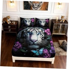 Wild Animal Themed Fitted Sheet Set Size,Leopard Floral Print Twin White