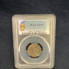 1920 PCGS AU55 Buffalo Nickel 5C, 75% Copper 25% Nickel, KM#130