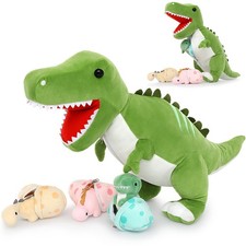 Tezituor 23.6" Giant T-Rex Dinosaur Stuffed Animal Mommy 3 Baby Plush Toys