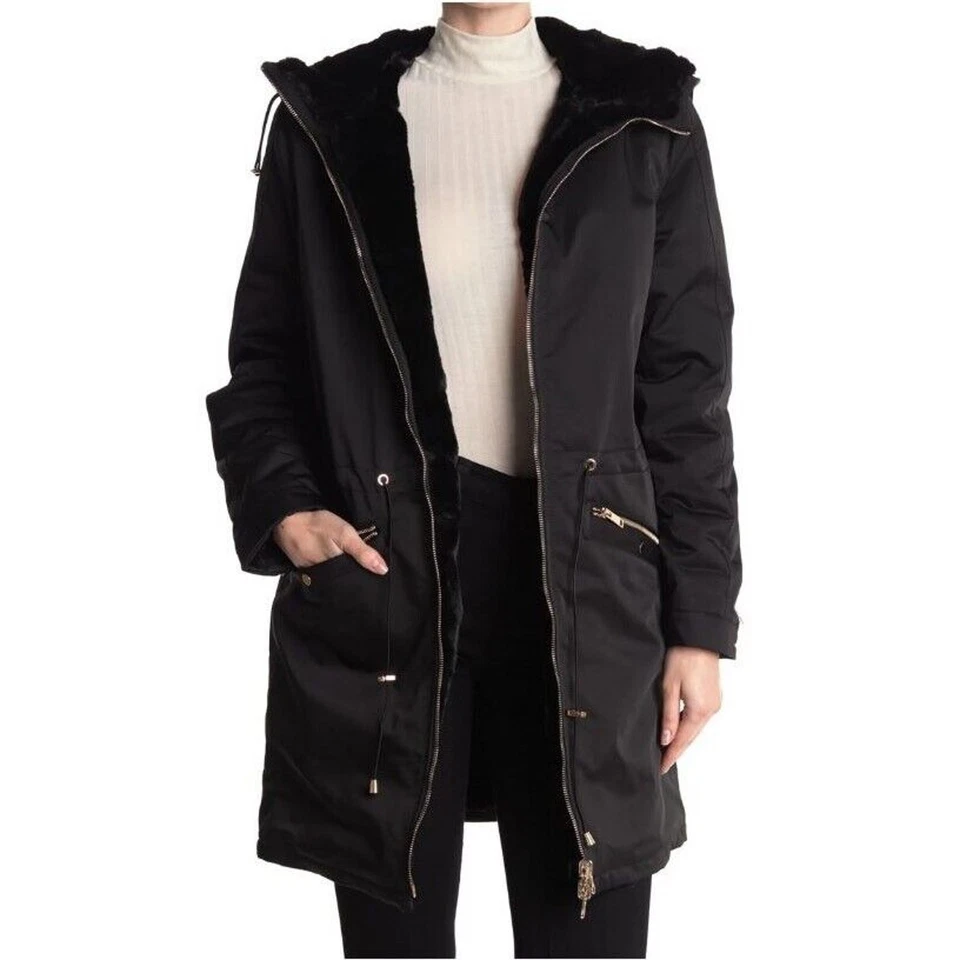 Jaqueta Parka Love Token Feminina Preta Tanya Reversível Pele Sintética Inverno Tamanho P - Imagem 4 de 4