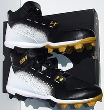 Under Armour Mens Harper 6 Mid RM Molded Baseball Cleats Black/White Size 12 NEW