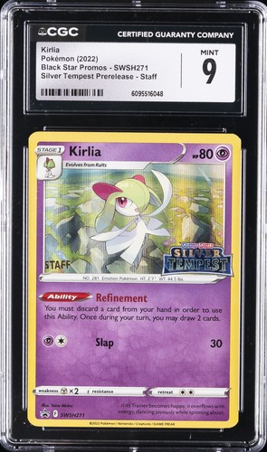 2022 POKÉMON BLACK STAR PROMOS SILVER TEMPEST PRERELEASE STAFF KIRLIA CGC 9
