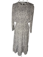 Polka Dot Long Sleeve Midi Dress – UK 8–10 – Elastic Waist 24”, Length 47”