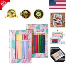 2Pack Pencil Cases, Zipper Pouch for 3 Ring Binder
