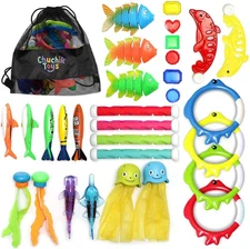 Chuchik 30 Pcs Multicolor Diving Toys for Kids Ages 4-12 with Storage Bag
