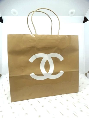 RARE! Genuine Vintage 1995 CHANEL CC Logo12.5" Beige & White Paper Shopping Bag