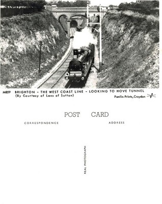 Vintage Postkarte - Brighton West Coast Line Hove Tunnel Dampfzug ECHTFOTO U