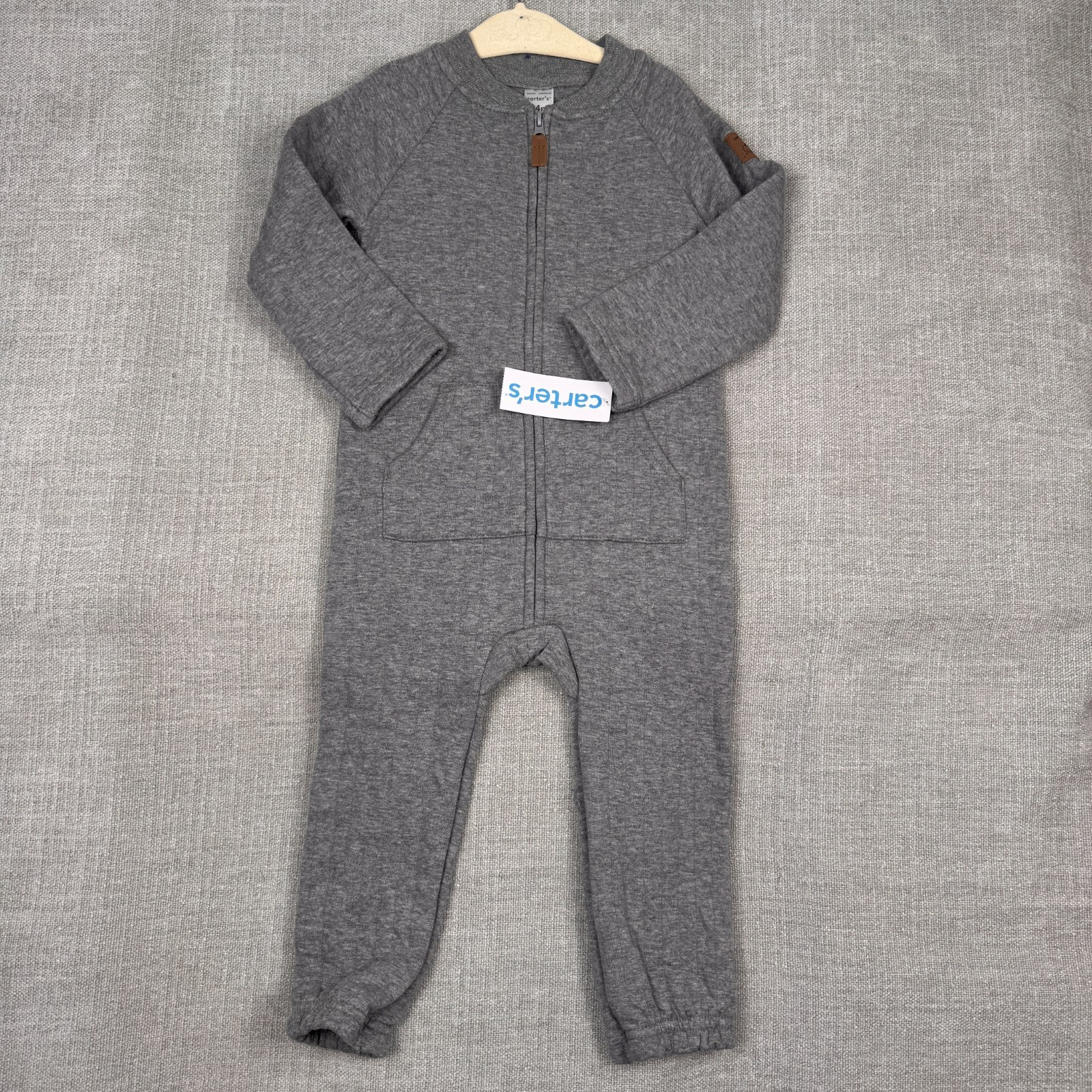 Mono Carter's Baby de una pieza gris con cremallera talla 24M - Nuevo con etiquetas