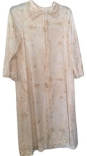 Vintage Miss Elaine Robe Medium Housecoat Floral Nylon Long Sleeve Partial Zip